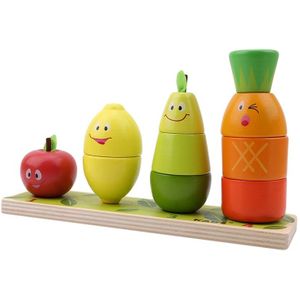 Peuter Baby Fruit Vorm Kleur Sorter Game Toy Kids Houten Stapelen Blok Kinderen Vroege Educatief Kleur Vorm Cognitieve Speelgoed