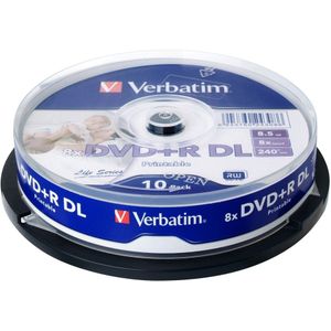 Verbatim Dvd Rdl 8.5Gb 8X 10Pk Spindel Wit Breed Inkjet Printable Recordable Media Disc Dubbele Dual Layer Blank Compact schrijven