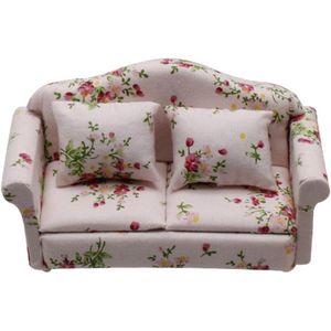 1:12 Schaal Poppenhuis Meubels Mini Sofa Love Seat Set Poppenhuisminiaturen Meubelen Decoratie Poppenhuis Asseccories Decor