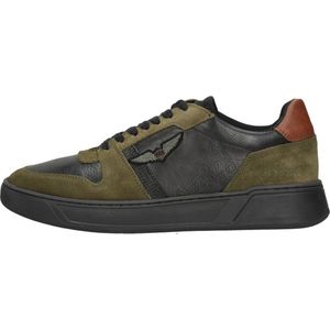 PME Legend, Khaki Leren Sneaker met Uitneembaar Voetbed Groen, Heren, Maat:46 EU