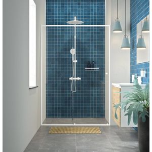 Schuifdeur Voor Nis Sealskin Contour 120x200 cm 6 mm Helder Glas Mat Wit