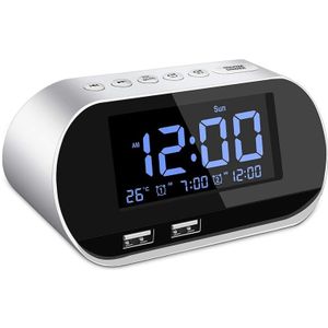 Wekker Radio, Fm Met Sleep Timer, Dual Usb-poort Opladen, Digitale Display, Met Dimmen, verstelbare Volume (Wit)