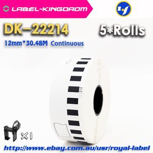 5 Refill Rolls Compatibel DK-22214 Label 12Mm * 30.48M Continu Compatibel Voor Brother Label Printer Witte Kleur DK-2214