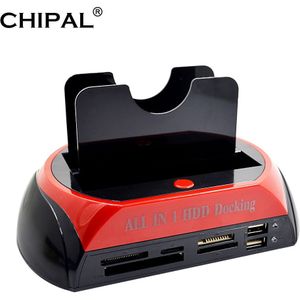 CHIPAL All In 1 HDD Docking Station USB 2.0 2.5 &quot;3.5&quot; IDE SATA Externe HDD Box Harde Schijf schijf Behuizing Kaartlezer EU Plug