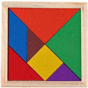 6 Sets/partij Houten Tangram 7 Stuk Puzzel Kleurrijke Vierkante Iq Spel Brain Teaser Intelligent Educatief Speelgoed Voor Kinderen
