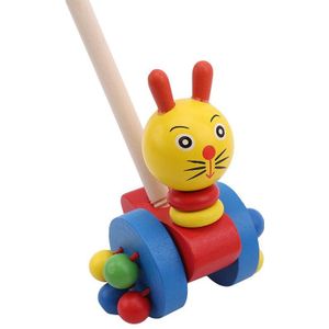 Creatieve Kinderen Houten Puzzel Trolley Kids Cartoon Dieren Auto Speelgoed Baby Funny Wood Puzzel Trolley Winkelwagen Speelgoed Hout Duwen Speelgoed