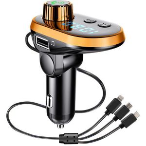 Auto Fm-zender Bluetooth Draadloze handsfree Voor Auto Kit Auto MP3 Speler Snel Opladen Met 3 Kabel Poort charger FM Modulator