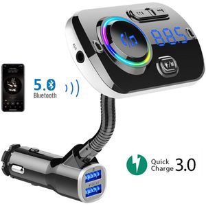 JINSERTA Kleur Licht Grote Digitale Auto Mp3 Speler Bluetooth 5.0 Fm-zender QC3.0 Dual USB Charger Ondersteuning AUX TF Card