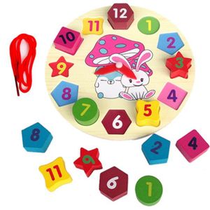 Houten Klok Educatief Leren Sorteren Klok Puzzel Spelen Speelgoed Voor Peuter Baby P31B