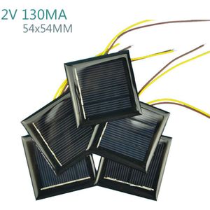 Sunyima 10Pcs 2V 130MA Zonnepanelen Fotovoltaïsche Zonnecellen Diy 54X54Mm Met 15Cm Draden power Charger Solars Epoxy Plaat