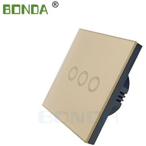 Bonda Touch Switch, Eu Standaard, Wit Kristal, Glass Panel, Touch Schakelaar, Ac220v, 1 Set, 1 Manier, Wandlamp, Wall Touch Screen
