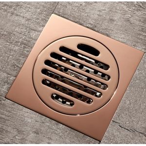 Tuqiu Floor Drains Rose Gold Brass Douche Afvoerputje Badkamer Deodorant Euro Vierkante Afvoerputje Zeef Cover Rooster Afval