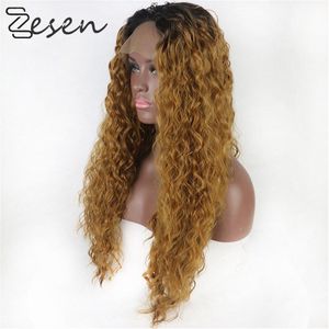 Zesen 1bt/30 Kinky Krullend Kant Voor Pruiken Voor Zwarte Vrouwen Kant Pruik Synthetisch Haar Pruiken Gratis Deel Warmte slip Met Baby Haar