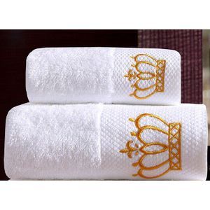 Handdoek Set 100% Katoen 16S Spiraal Satijn Badstof Badhanddoek Gezicht Handdoeken Verdikking Handdoek Crown Mr Mrs Juego De toallas