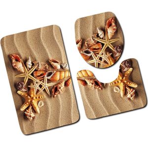 3 stks/set Badkamer Mat Set Anti-Slip Keuken Badmat Tapijt Badkamer Toliet Rug Wasbare Strand Stijl