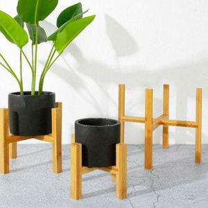 Houten Vier-Legged Bloem Stand Sterk Duurzaam Gratis Stand Bonsai Houder Home Garden Plant Decor Display Pot Plank Bamboe lade