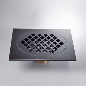 Douche Afvoer 15*15Cm Super Groter Zwart Bathroom Floor Drains Cover Bouwmateriaal Vierkante Messing Water Roosters Haar zeef