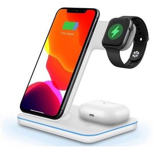3 In 1 15W Draadloze Charger Stand Voor Iphone 11 X Xs Xr 8 Qi Quick Charge Dock Station voor Apple Horloge Serie 5/4/3 Airpods Pro