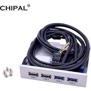 CHIPAL Zilver 4 Poorten USB 2.0 USB 3.0 Voorpaneel Hub 20Pin Splitter Interne Combo Bracket Adapter voor Desktop 3.5 ''Floppy Bay