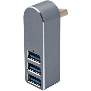 Aluminium Mini 3 Port USB 3.0 Hub Rotary USB Splitter Adapter voor PC Laptop