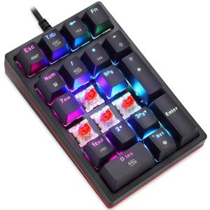 Motospeed K24 Usb Bedraad Mechanische Numeriek Toetsenbord 21 Toetsen Mini Numpad Rgb Backlight Toetsenbord Extended Layout