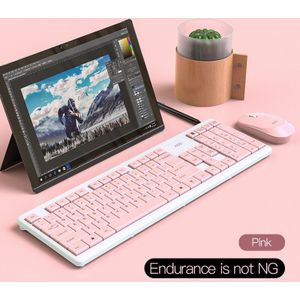 Draadloze Toetsenbord Muis Combo Set Ergonomische 2.4G Mute Toetsenbord En Muis Voor Notebook Laptop Mac Desktop Pc Office Roze toetsenbord
