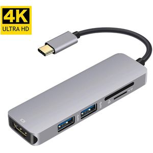 4K 30Hz 1080P Video Output Type C Hub Adapter Voor Macbook Usbc Naar Hdmi 2 Usb 3.0 5Gbs Sd Tf Card Slot