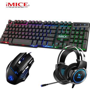 3 In 1 Gaming Sets Toetsenbord Muis Oortelefoon Wired 104 Keycaps Verlicht Toetsenbord Met 2400Dpi Muis En Ruisonderdrukking headset
