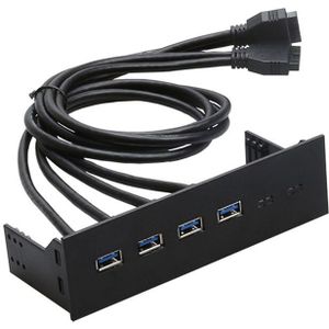 En-Labs Pc 5.25 Usb 3.0 Usb 2.0 Voorpaneel Hub Splitter,2 Port Usb 3 Te 20pin, 2 Port Usb 2 Om 9pin Adapter-Zwart Plastic