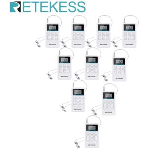 Retekess 10Pcs TR612 Draagbare Fm Radio Pocket Radio Ontvanger Met 3.5Mm Koptelefoon Voor Grote Vergadering Simultaanvertaling