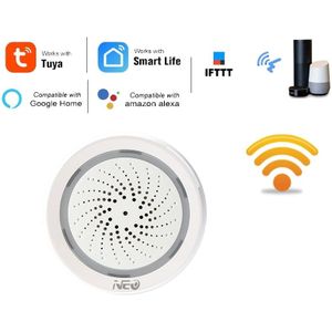 Temperatuur Vochtigheid Alarm Sensor Wifi Sirene Tuya Smart Leven App Werken Met Echo Alexa Google Home Ifttt