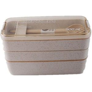900Ml Draagbare Microwavable 3 Layer Lunchbox Met Compartimenten Lekvrij Bento Box Geïsoleerde Voedsel Container Met Lepel En Vork