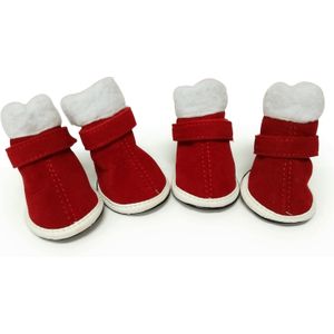 4pcs anit-slip Winter Hond Schoenen Kerst Rode Regen Snowboots Schoenen Dikke Warme Voor Kleine Katten honden Puppy Hond Sokken Bootie