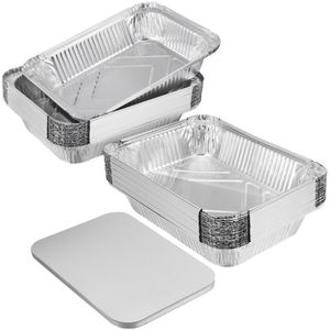 Bestonzon 20 Stuks Wegwerp Bbq Drip Pan Tray Aluminiumfolie Tin Liners Voor Vet Vangen Pannen Vervangende Liner Trays Met deksel