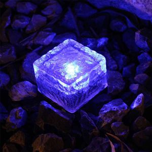 Solar Licht IP65 Waterdichte Clear Glas Ijs Rock Baksteen Bestrating Licht Wit Warm Wit Blauw LED Outdoor Lamp Tuin Decoratie