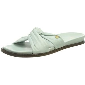 FRED DELA BRETONIERE Damen Pantolette Echtleder-Sandale mit geknotetem Riemen Sommer-Schuhe 170010217 Hellblau