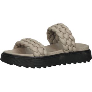 SHABBIES Amsterdam Damen Pantolette Echtleder-Sandale mit geflochtenem Doppel-Riemen 170020277 Beige