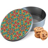 Koektrommel Flora Mandala Rond - Bewaarblik 15x15x5 cm