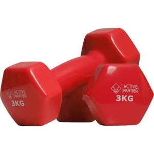 Active Panther Dumbbell set 2 X 3 KG - 6 kg totaal - Vinyl - Rood