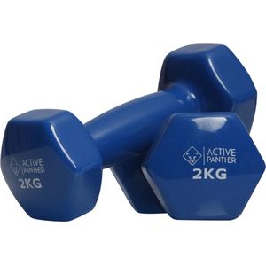 Active Panther Dumbbell set 2 X 2 KG - 4 kg totaal - Vinyl - Blauw