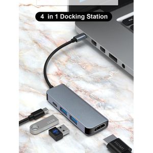 I Wannahave 4 in 1 USB-C adapter - HDMI 4K - 2x USB 3.0 - USB-C laden - voor MacBook, MacBook Pro, MacBook Air en laptops met USB-C - Space Grey