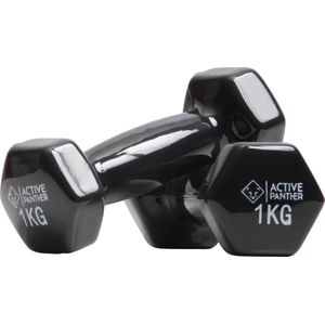 Active Panther Dumbbell set 2 x 1 kg - 2 kg totaal - Vinyl - Zwart