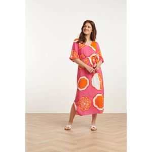 Smashed Lemon Midi Jurk - V-hals - Ballonmouwen - Grafische Print