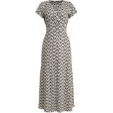Smashed Lemon 25063 Maxi-Jurk - Off-white - Zwarte Schelpenprint - Silky Stretch