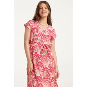 Smashed Lemon - Dames Midi Jurk - Roze/Wit - 80% Viscose