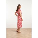 Smashed Lemon - Dames Midi Jurk - Roze/Wit - 80% Viscose