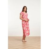Smashed Lemon - Dames Midi Jurk - Roze/Wit - 80% Viscose