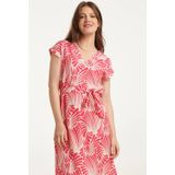 Smashed Lemon - Dames Midi Jurk - Roze/Wit - 80% Viscose