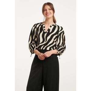 Smashed Lemon - 25076 - Zebra Print Top - Zwart en Zand