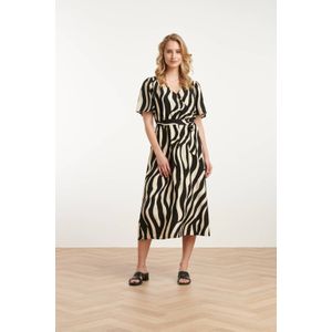 Smashed Lemon 25077 midi jurk met zebrastijl print |